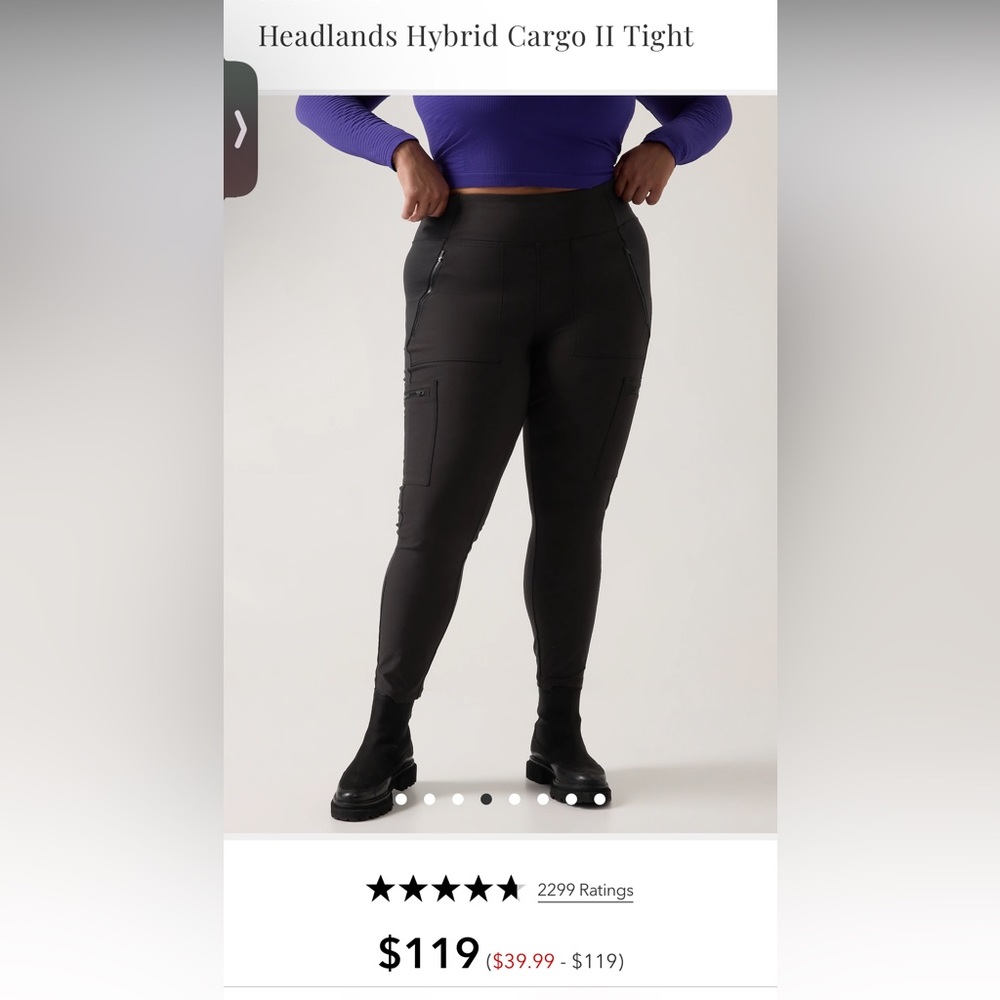 Athleta Headlands Hybrid Cargo Pants Tight Size 2